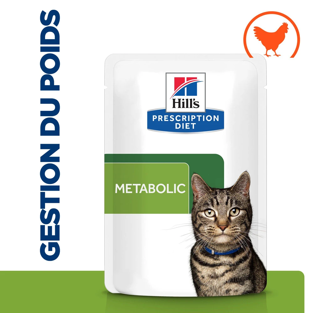 Hill's Prescription Diet Metabolic Sachets Pour Chat Au Poulet - 12 X 85g 2 Hill's Prescription Diet Metabolic Sachets Pour Chat Au Poulet - 12 X 85g – Image 2