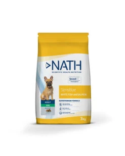 Nouveaux produits 15 Nath - Croquettes Mini Adult Sensitive Au Poisson Et Saumon Pour Chien - 3Kg