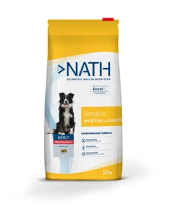 Nouveaux produits 5 Nath - Croquettes Medium/Maxi Adult Sensitive Au Poisson Et Saumon Pour Chien - 12Kg
